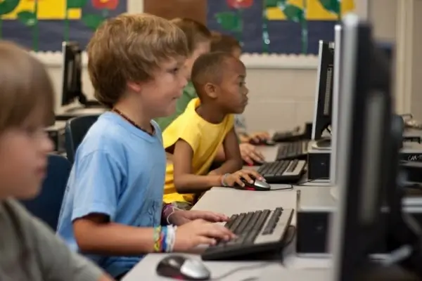 students computer young boy 