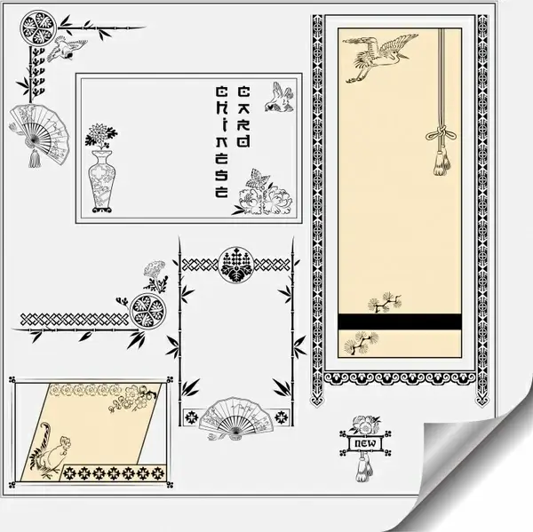card decorative elements retro oriental sketch
