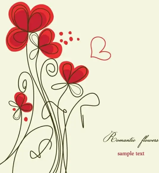 stylish handpainted flowers vector 3