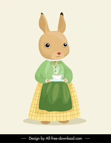 stylized rabbit icon maid sketch cartoon character