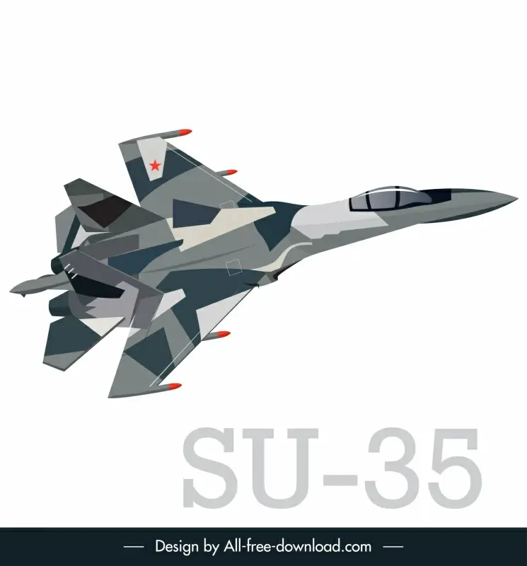 su 35 jet icon modern 3d sketch