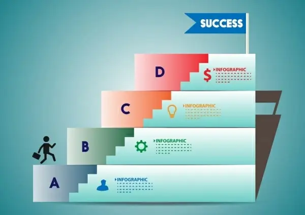 success infographic horizontal stairs chart ornament