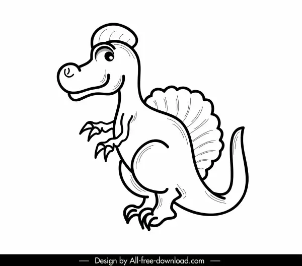 suchominus dinosaur icon cute handdrawn cartoon sketch