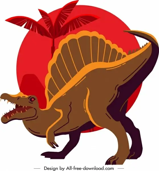 suchominus dinosaur painting colored cartoon sketch
