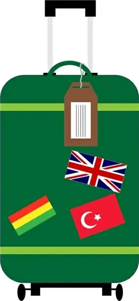 suitcase vector illustration with nations flags design tags