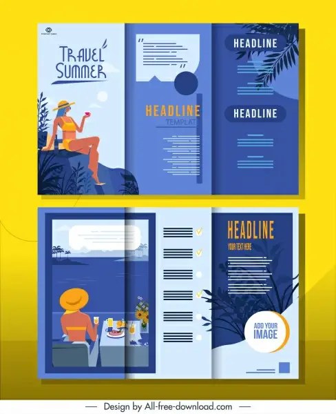 summer advertising flyer template colorful classic trifold design