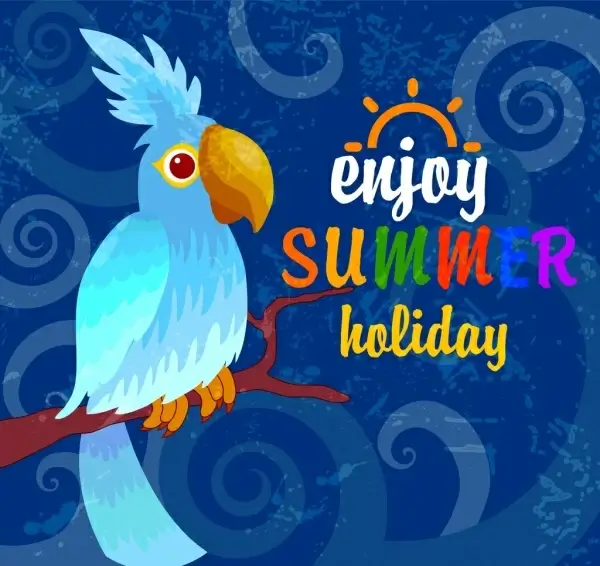 summer banner blue parrot icon decoration