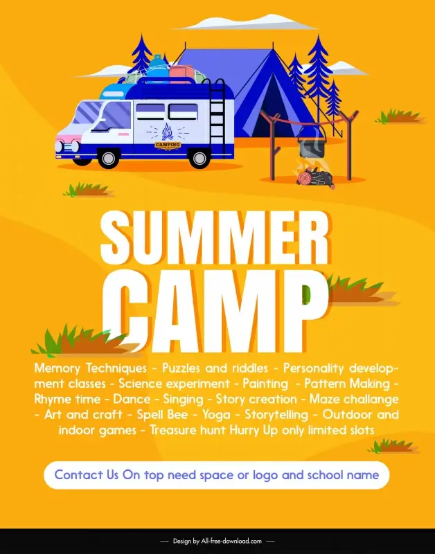 summer camp poster template flat classicl 