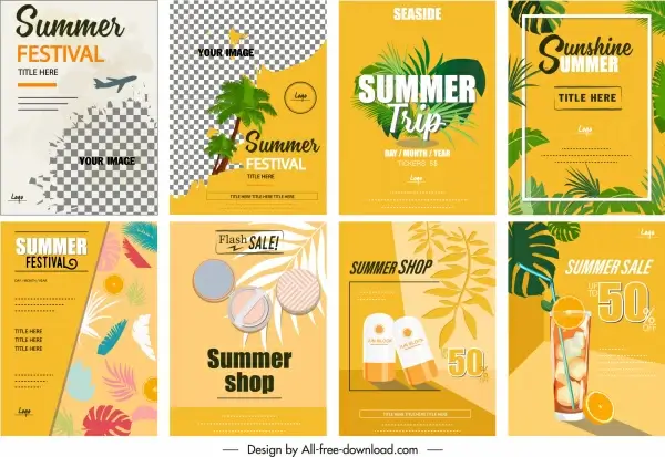 summer flyer templates bright colorful classic design