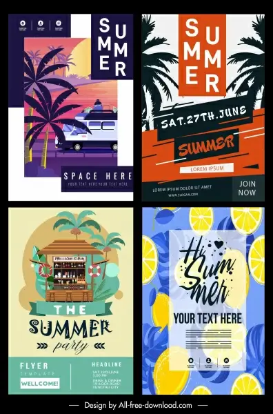 summer flyer templates colorful classical decor