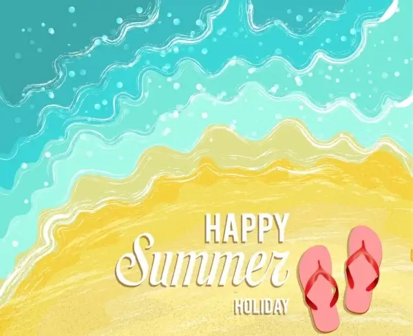 summer holiday banner beach sand slippery icons