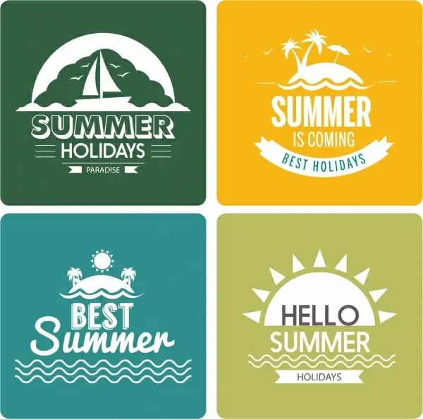 summer holiday design elements sun boat island ornament