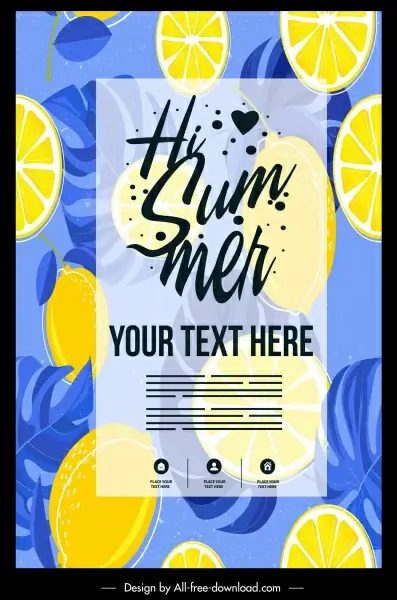 summer poster lemon slices decor classical design