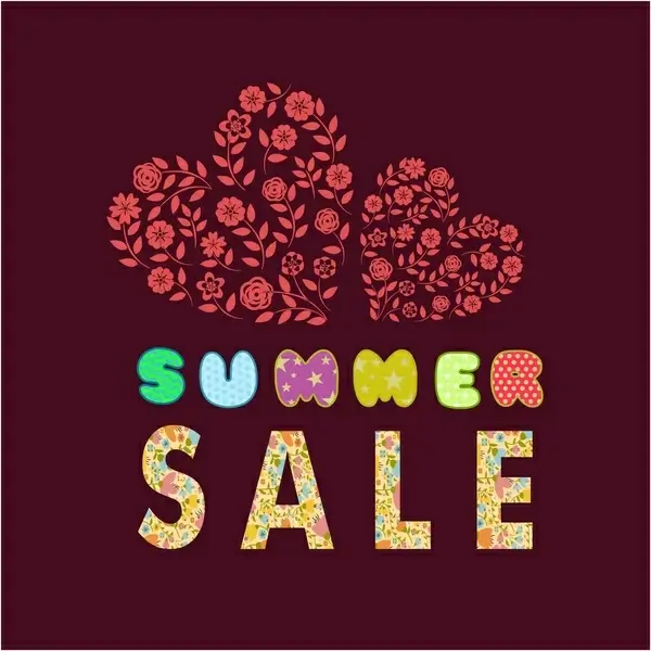 summer sale banner design with cute hearts style
