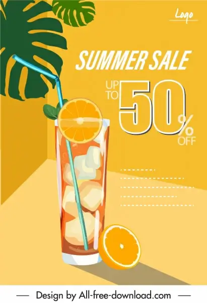summer sale banner fruit juice decor