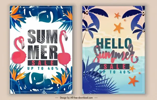 summer sale banners colorful classical forest marine themes