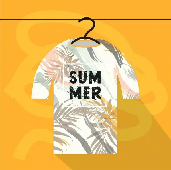 summer tshirt template leaf icon sketch