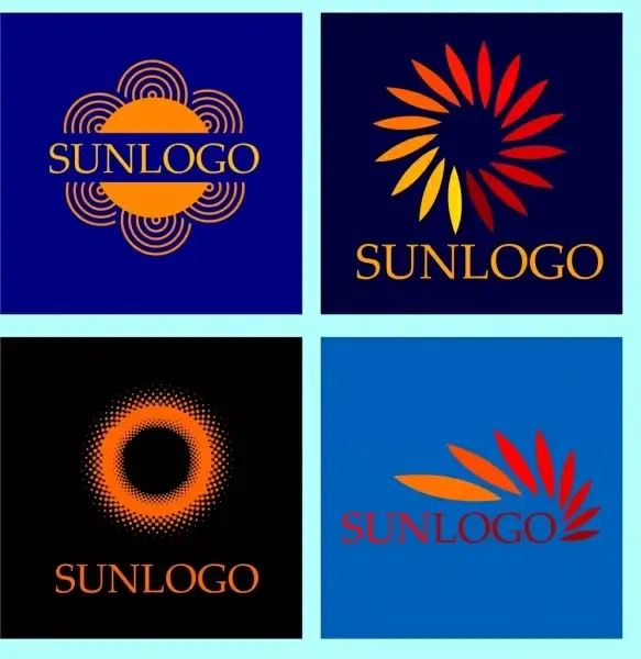 sun logo collection various flat isolation