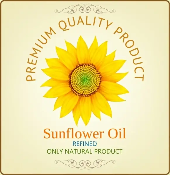 sunflower oil advertisement yellow petal icons decor