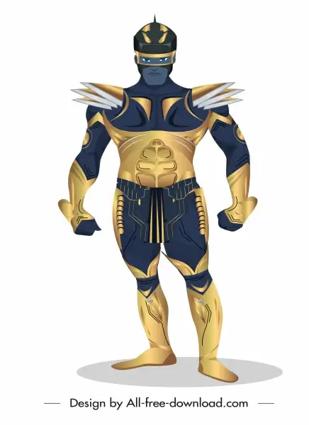 super hero icon metallic armor decor modern design