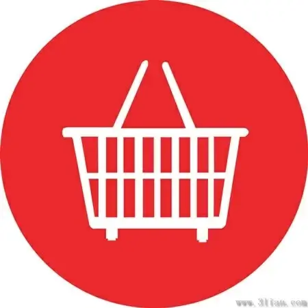 supermarket basket icon vector red background
