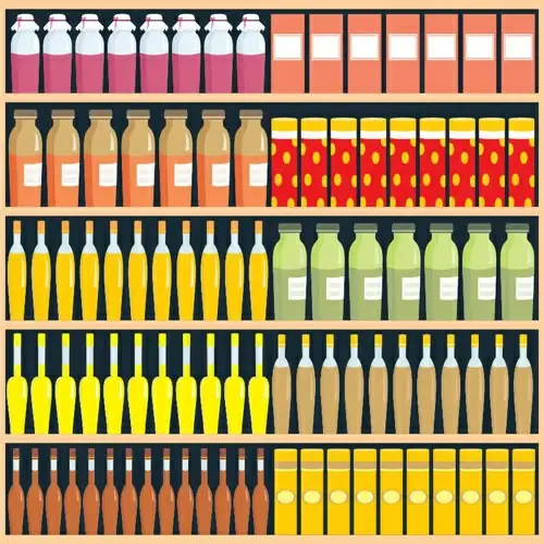 supermarket food shelf vector