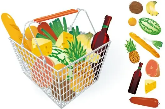 supermarket shopping elements vector