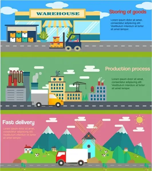supply chain concepts illustration with processes