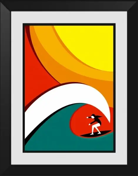 surfer drawing colorful curves decoration