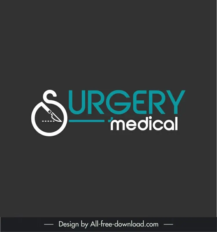 surgery medical logo template flat stylized texts knife sketch 