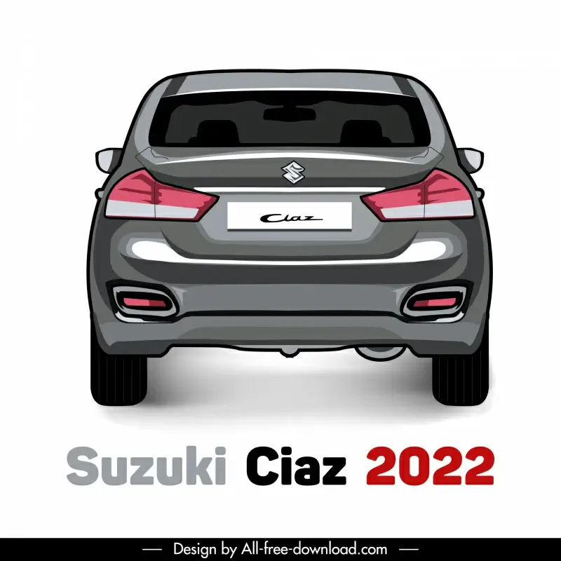 suzuki ciaz 2022 car model template symmetric rear view outline 