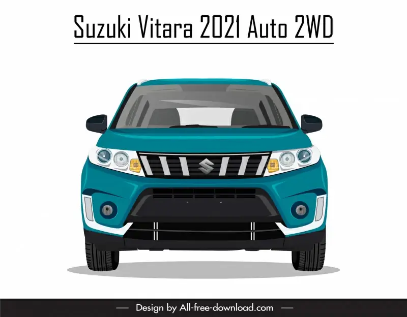 suzuki vitara 2021 car model advertising banner flat modern symmetric front view design 