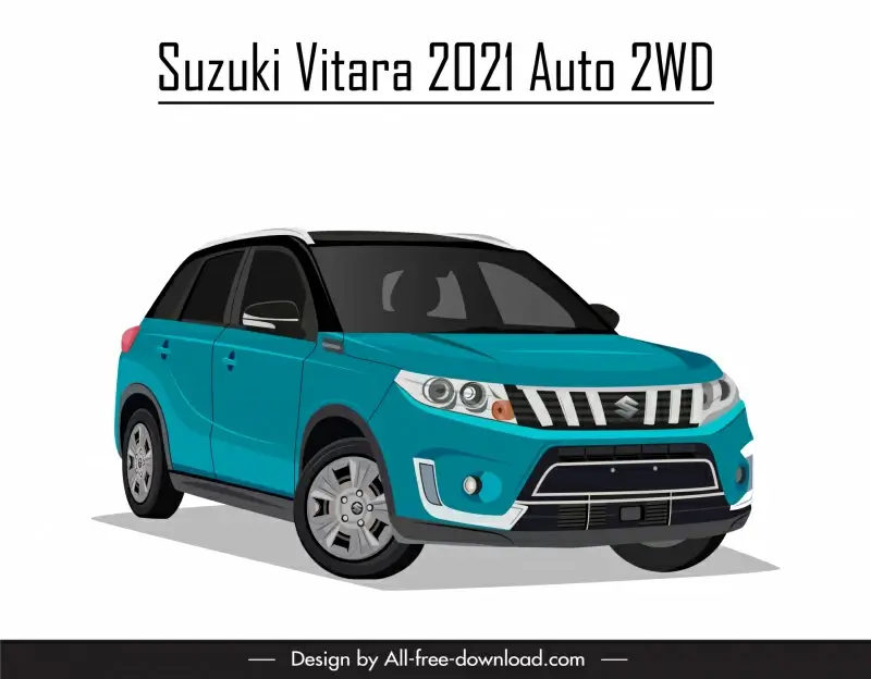 suzuki vitara 2021 car model advertising banner template 3d tilt angle sketch
