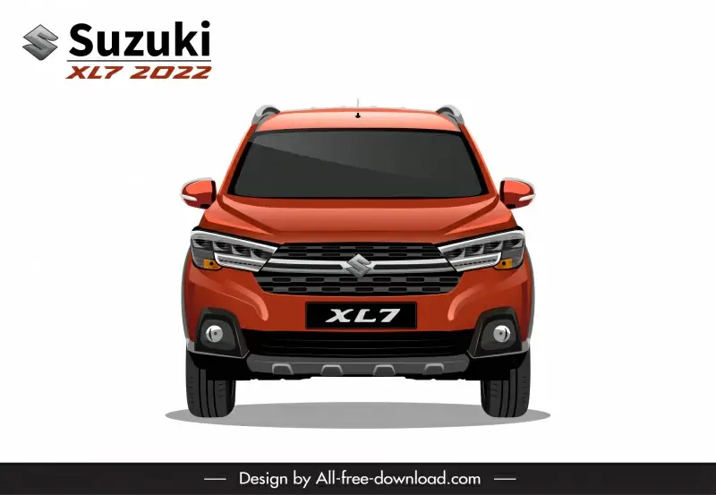 suzuki xl7 2022 car model icon modern flat front view design 