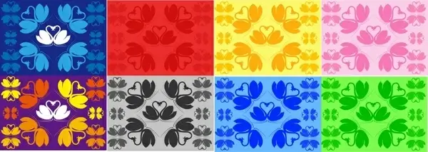 hearts pattern templates collection colorful flat sketch