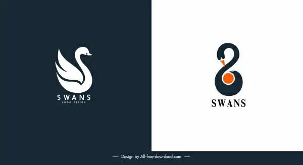 swan logotypes flat dark bright sketch