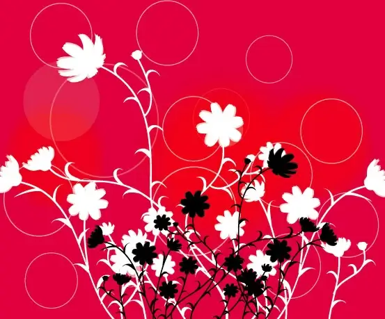 swirl flower in red background
