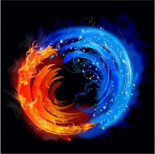 Swirling fire and water