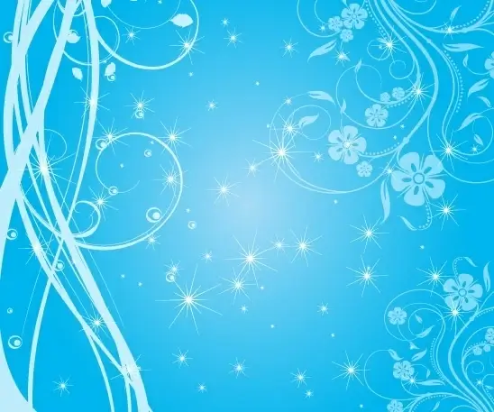 sparkling blue background shiny stars and curves design