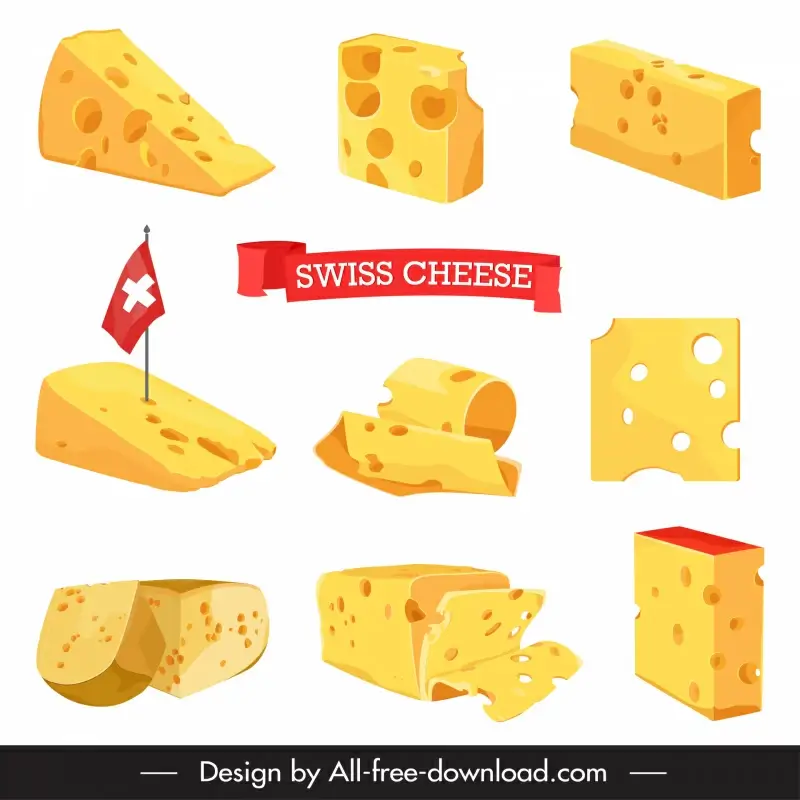  switzerland cheese design elements 3d shapes sketch