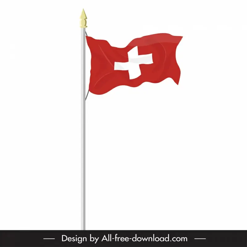switzerland design element dynamic waving flag pole sketch
