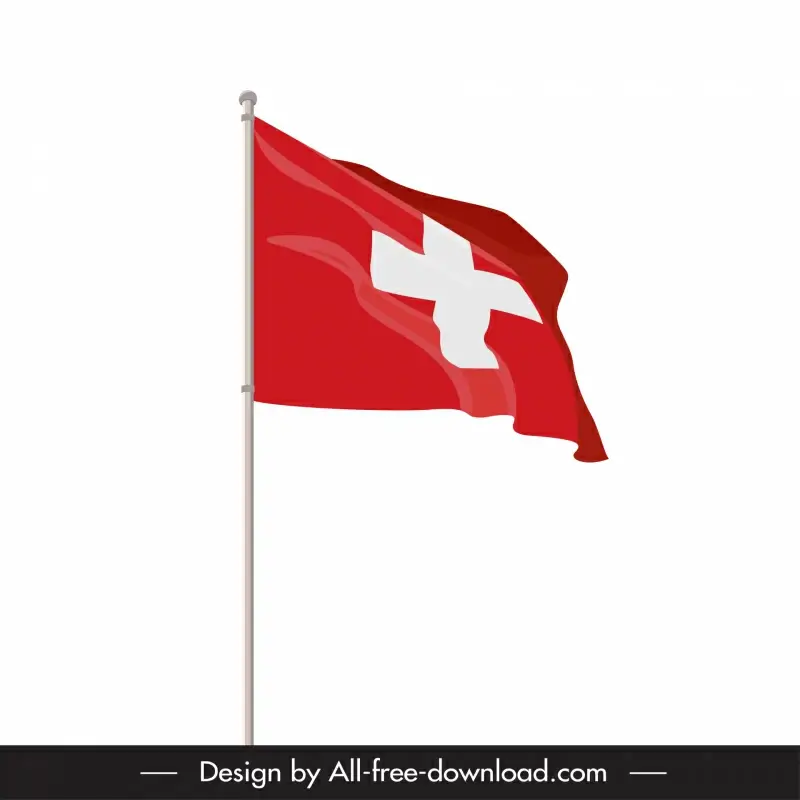 switzerland flag design elements modern dynamic 3d design waving sketch