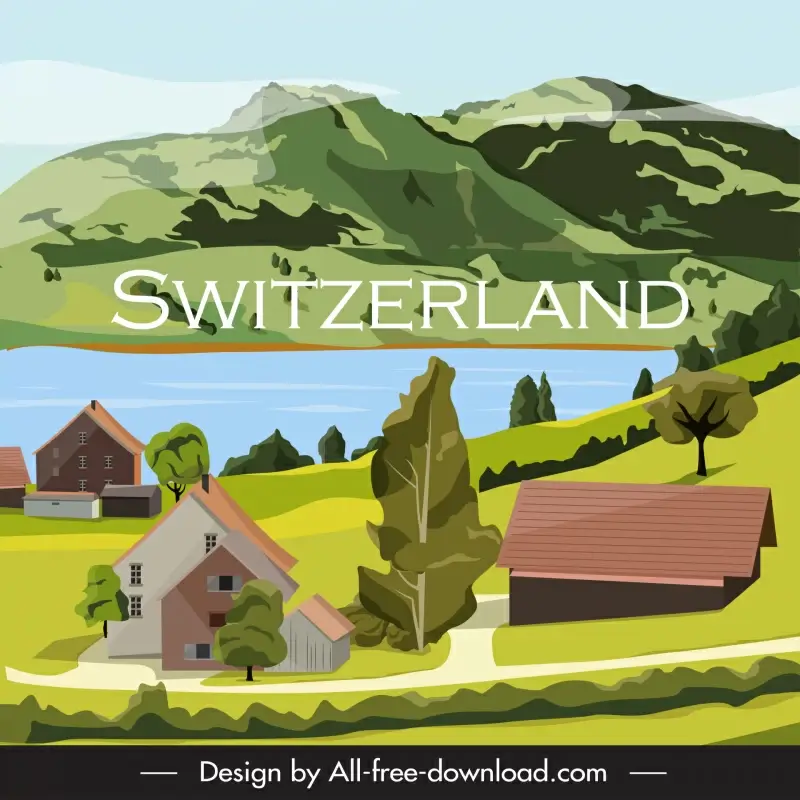 switzerland landscape backdrop template elegant classical design 