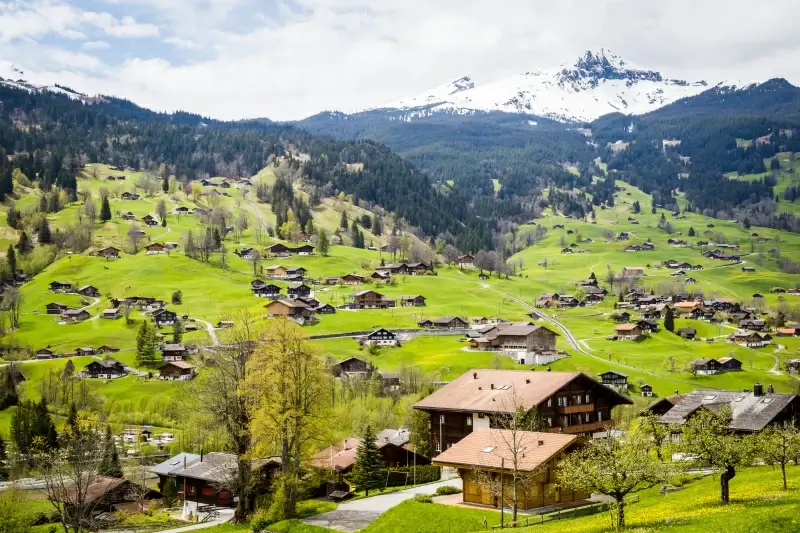 switzerland landscape picture tranquil mountain valley 