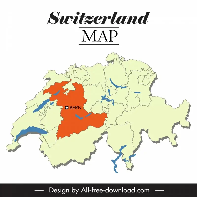 switzerland map design element flat handdrawn outline 