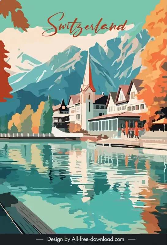 switzerland scenery postcard template elegant classic