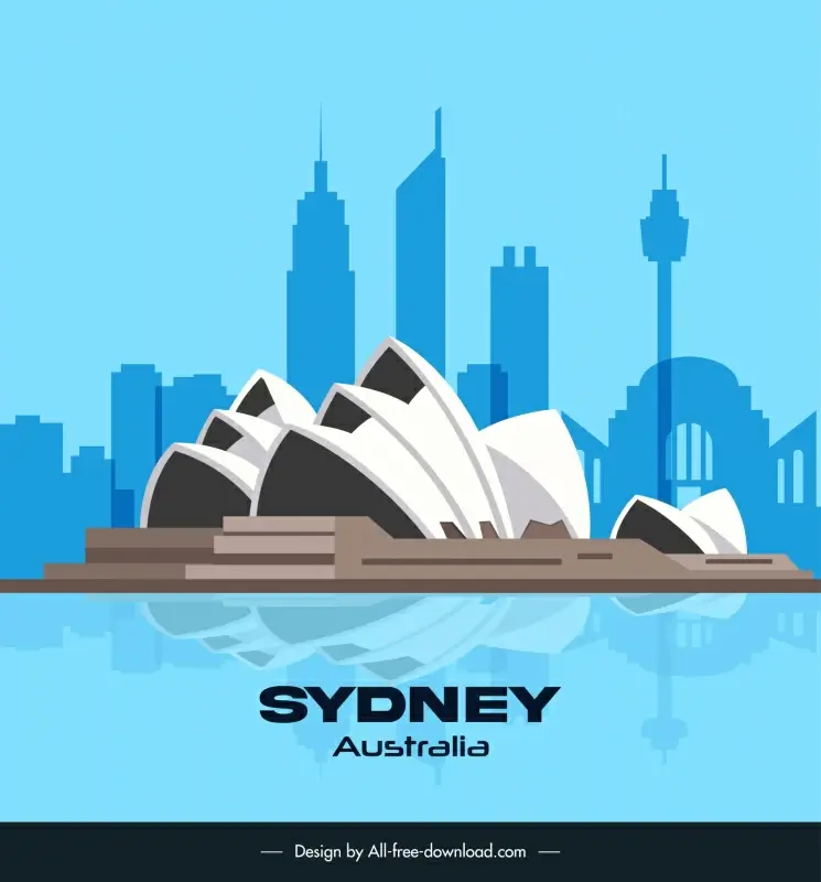 sydney australia advertising banner template silhouette architectures sketch