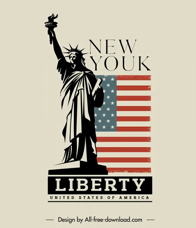  t shirt d new york design elements liberty statue flag decor
