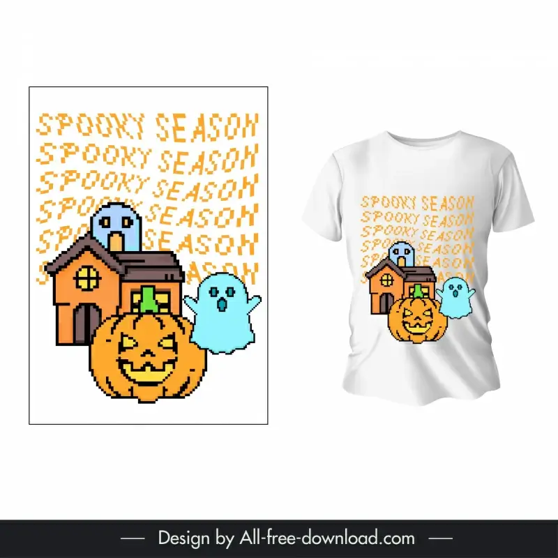 t shirt halloween template  pixel art design  