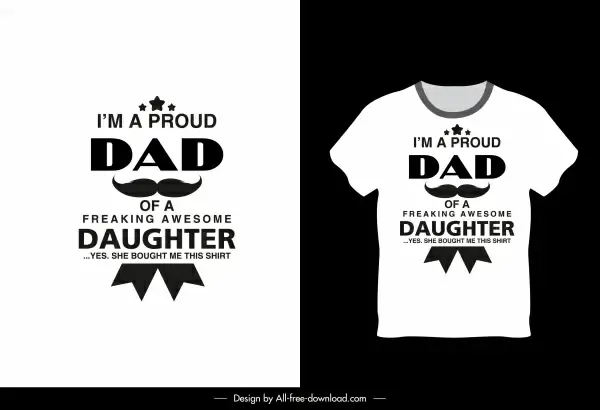 t shirt template dad daughter theme texts decor